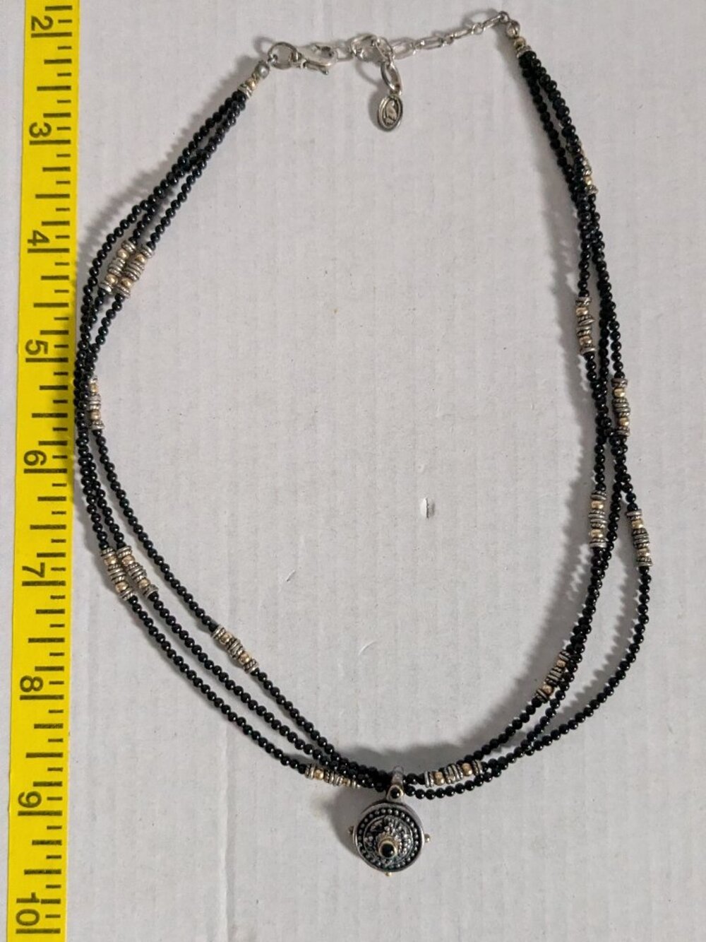 Vintage SHANNON DIEGO 2001 14KT Gold 925 Sterling Pendant Ball Beaded Necklace